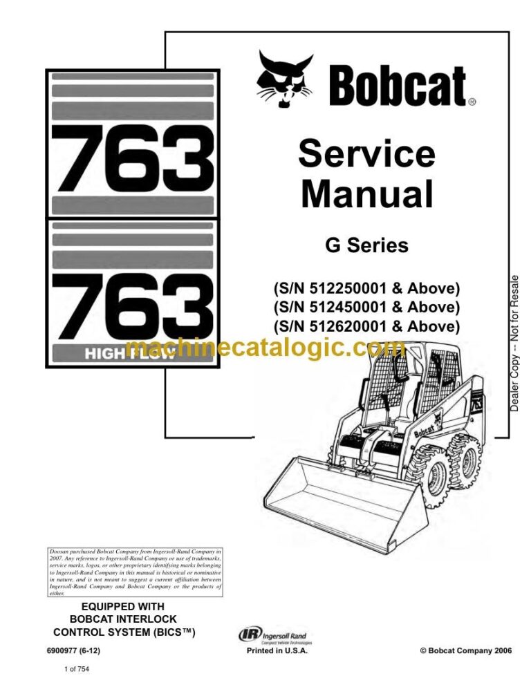 Bobcat 763 Loader Service Manual (SN 512620001-512699999)