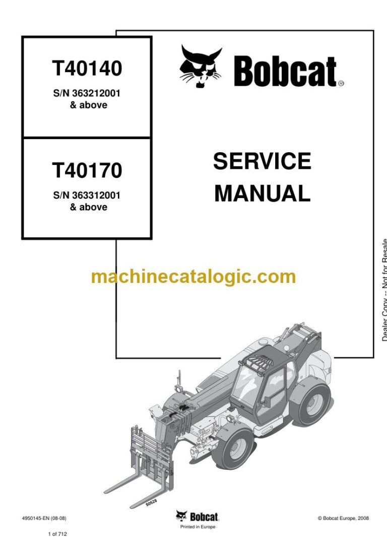 Bobcat T40170 VersaHANDLER® TTC, Telescopic Handler Service Manual (SN 363312001-363399999)
