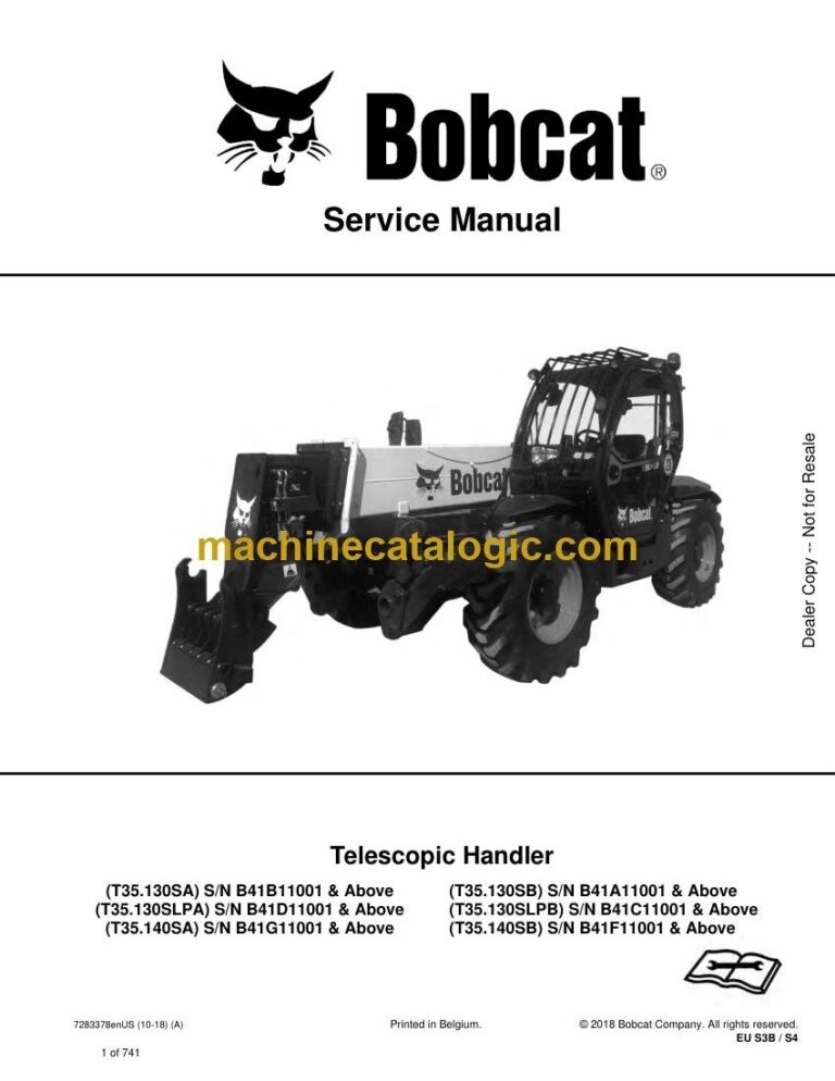 Bobcat T35140SA VersaHANDLER® TTC, Telescopic Handler Service Manual (SN B41G11001-B41G99999)