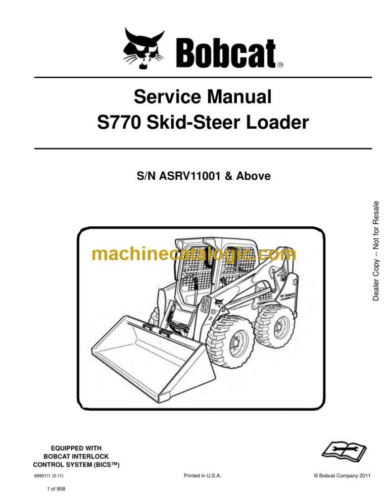 Bobcat S770 Loader Service Manual (SN ASRV11001-ASRV99999)