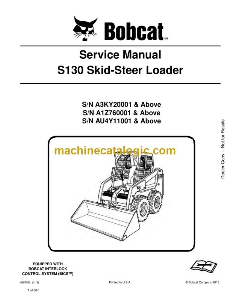 Bobcat S130 Loader Service Manual (SN AU4Y11001-AU4Y99999)