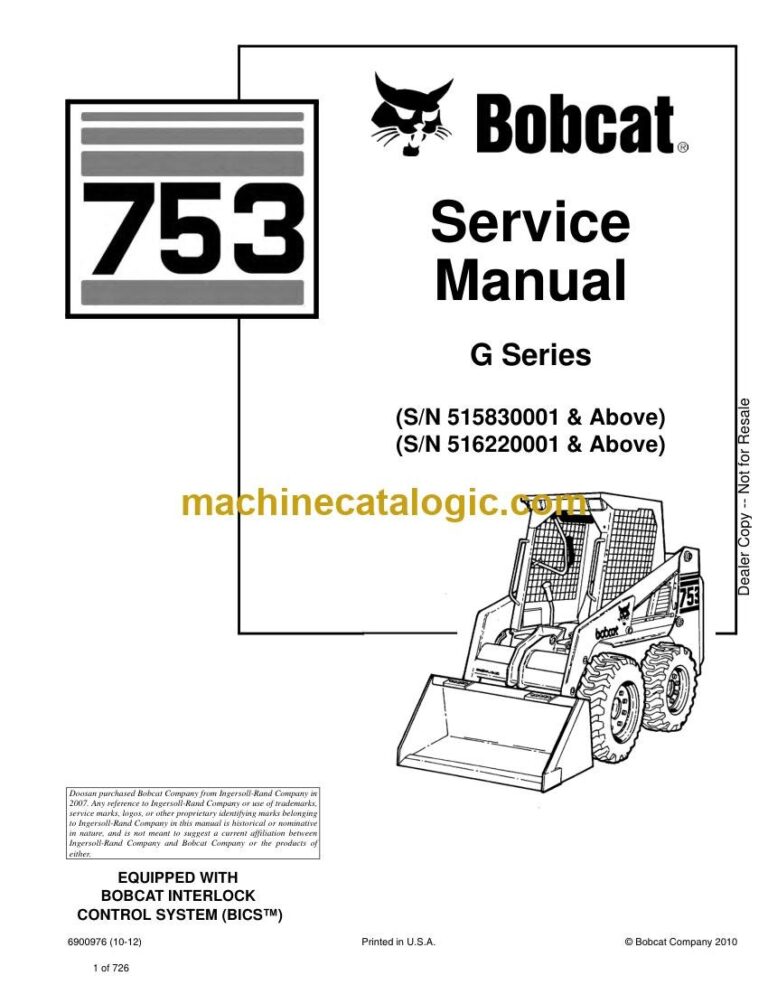 Bobcat 753 Loader Service Manual (SN 516220001-516299999)