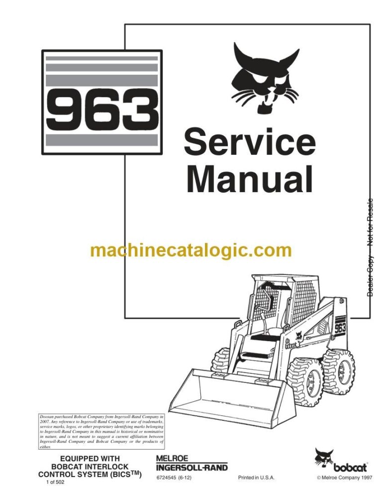 Bobcat 963 Loader Service Manual (SN 562211001-562214999)