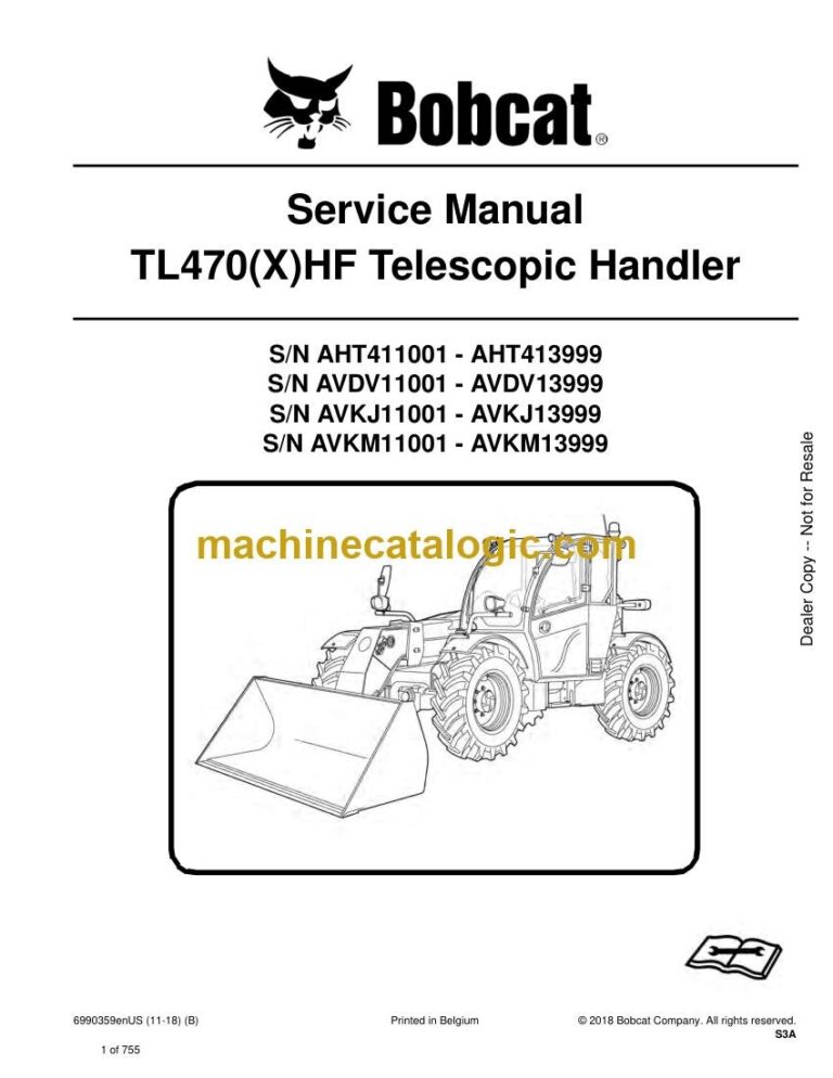 Bobcat TL470 VersaHANDLER® TTC, Telescopic Handler Service Manual (SN AHT411001-AHT413999)