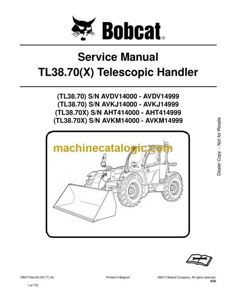 Bobcat TL3870 VersaHANDLER® TTC, Telescopic Handler Service Manual (SN AVKM14000-AVKM14999)