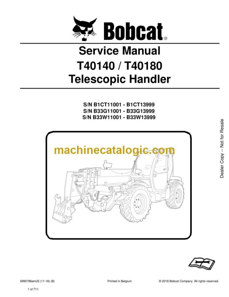 Bobcat T40180 VersaHANDLER® TTC, Telescopic Handler Service Manual (SN B33W11001-B33W13999)