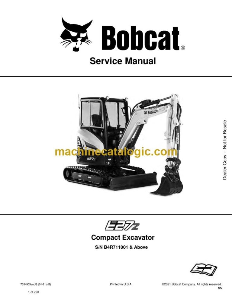 Bobcat E27z Excavator Service Manual (SN B4R711001-B4R799999)