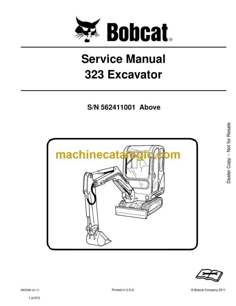 Bobcat 323 Excavator Service Manual (SN 562411001-562499999)