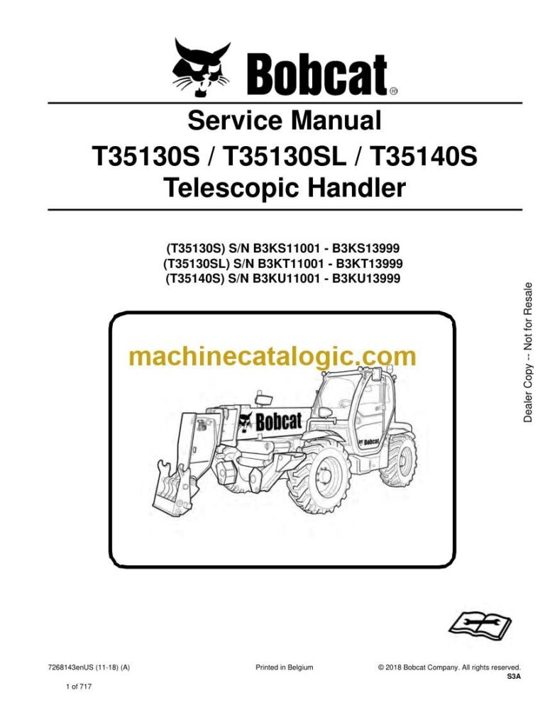 Bobcat T35130SL VersaHANDLER® TTC, Telescopic Handler Service Manual (SN B3KT11001-B3KT13999)