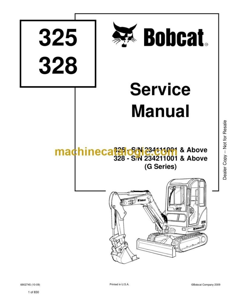 Bobcat 328 Excavator Service Manual (SN 234211001-234299999)