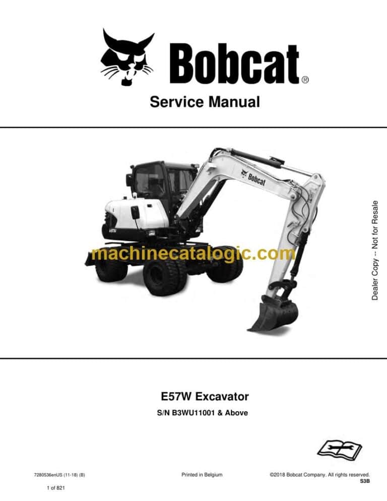 Bobcat E57W Excavator Service Manual (SN B3WU11001-B3WU99999)
