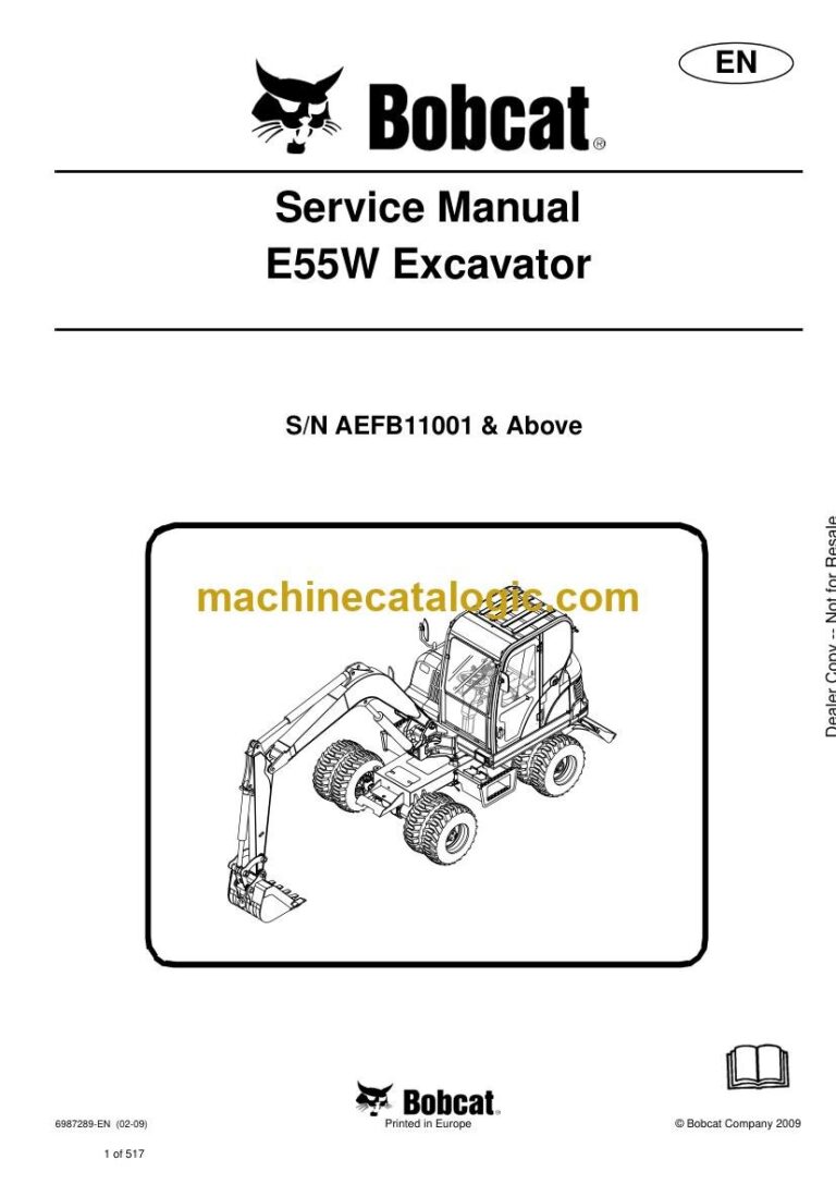 Bobcat E55W Excavator Service Manual (SN AEFB11001-AEFB99999)