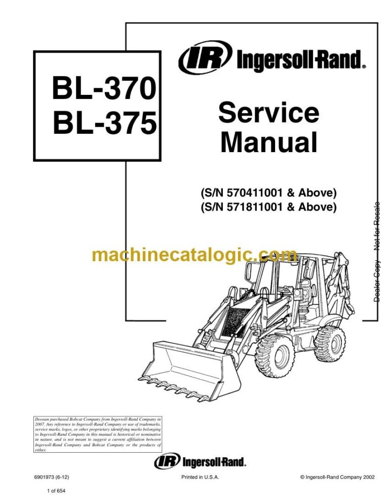 Bobcat BL375 Backhoe Loader Service Manual (SN 571811001-571899999)