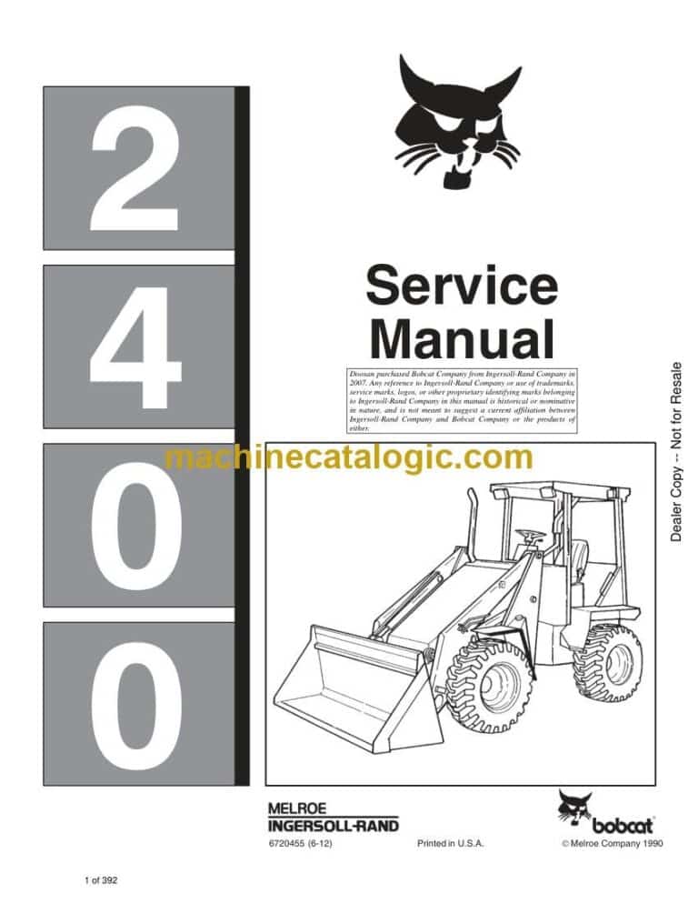 Bobcat 2410 Loader Articulated Service Manual (SN 509212001-509212999)