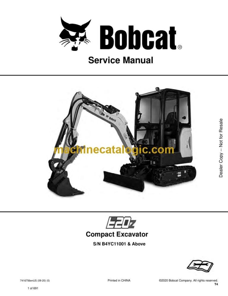 Bobcat E20z Excavator Service Manual (SN B4YC11001-B4YC99999)