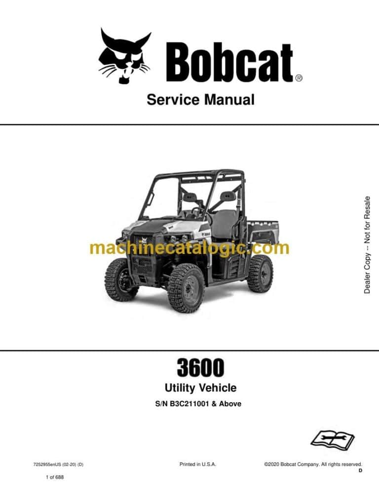 Bobcat 3600 Utility Vehicle Service Manual (SN B3C211001-B3C299999)
