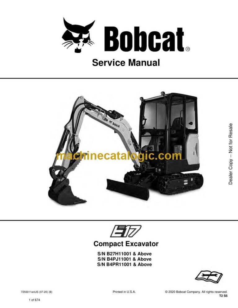 Bobcat E17 Excavator Service Manual (SN B27H11001-B27H99999)