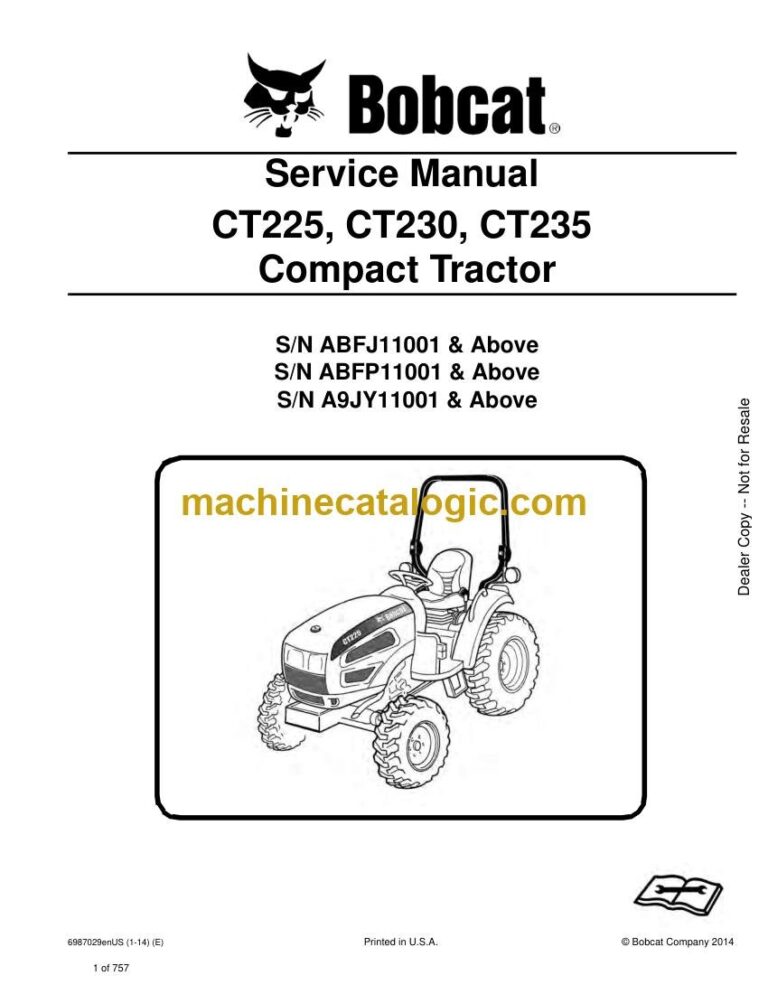 Bobcat CT235 Compact Tractor Service Manual (SN A9JY11001-A9JY99999)