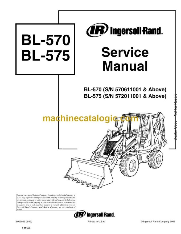 Bobcat BL575 Backhoe Loader Service Manual (SN 572011001-572099999)