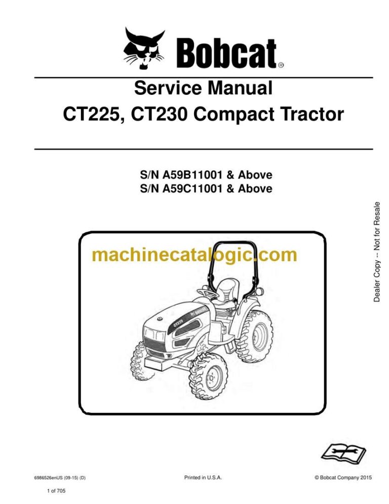Bobcat CT230 Compact Tractor Service Manual (SN A59C11001-A59C99999)