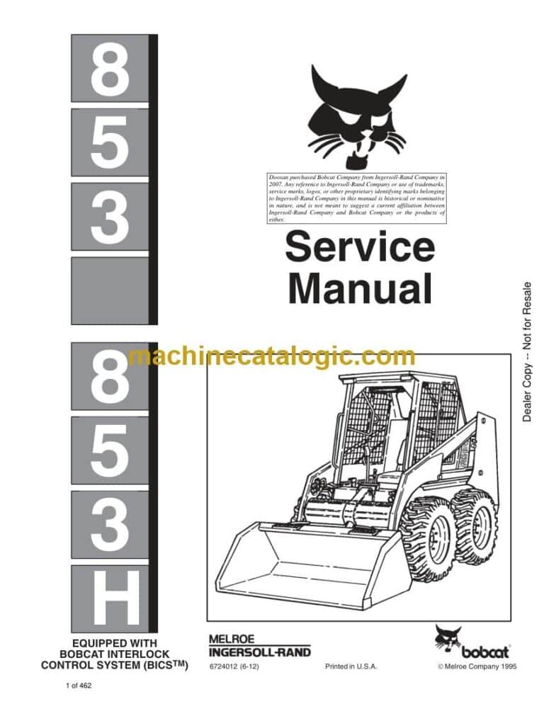 Bobcat 853 Loader Service Manual (SN 509718001-509799999)