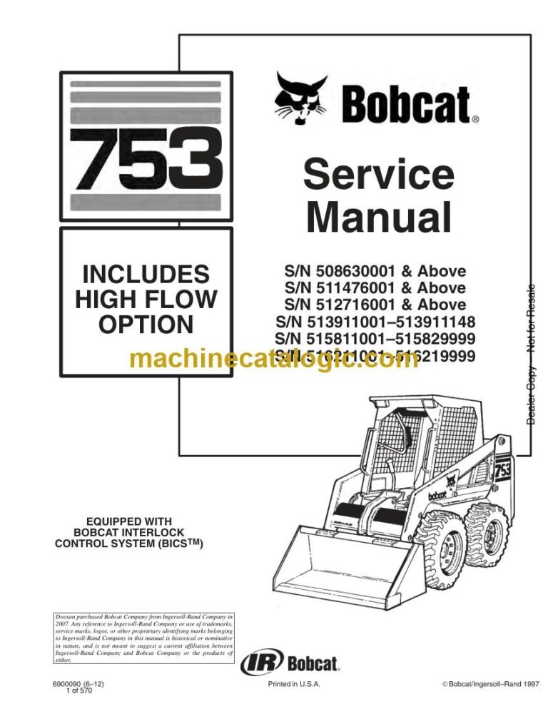 Bobcat 753 Loader Service Manual (SN 508630001-508699999)