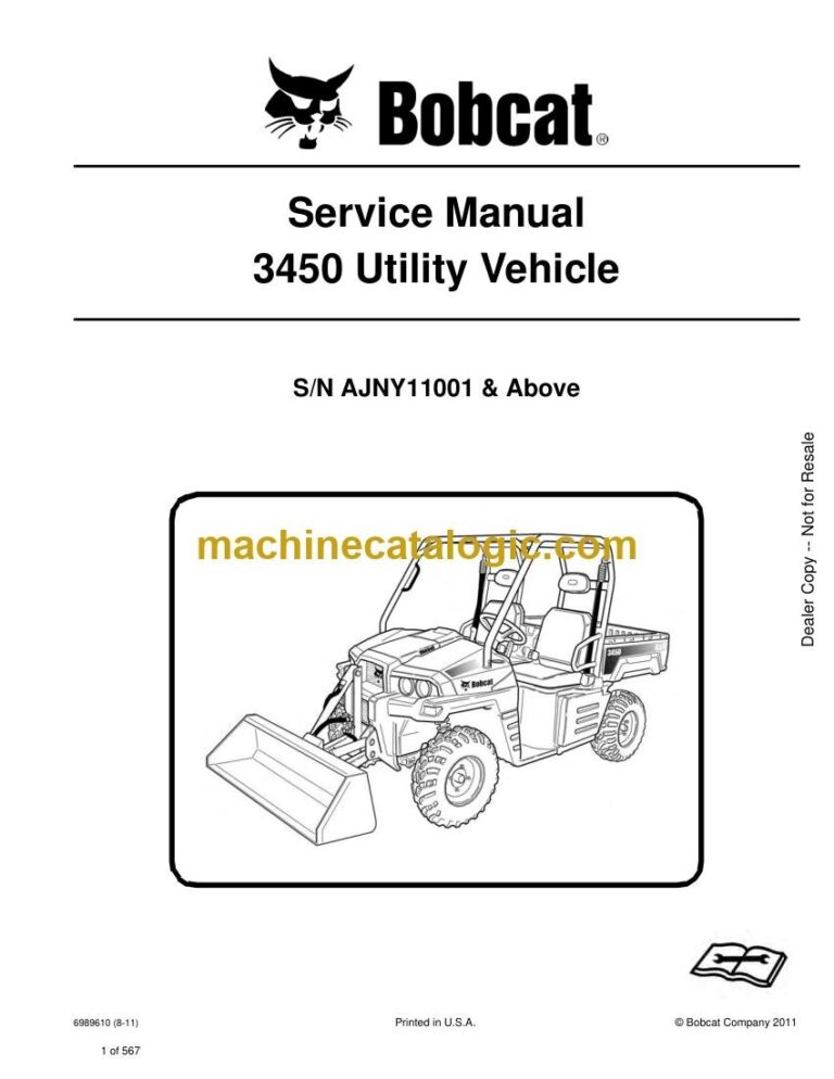 Bobcat 3450 Utility Vehicle Service Manual (SN AJNY11001-AJNY99999)