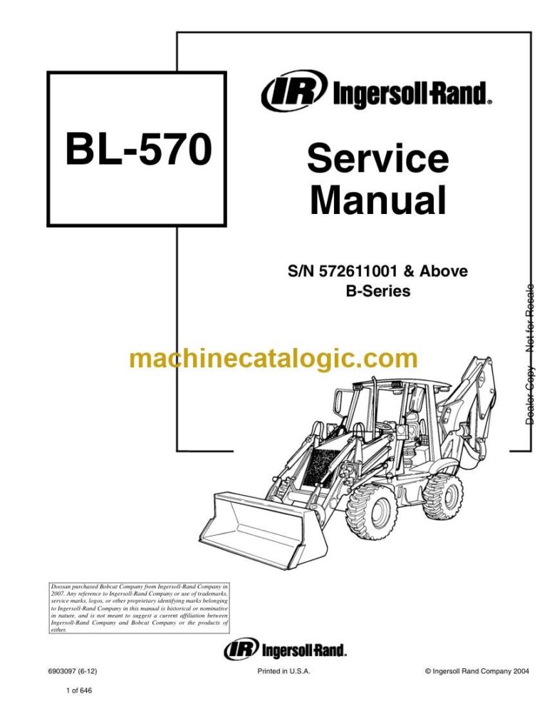 Bobcat BL570 Backhoe Loader Service Manual (SN 572611001-572699999)