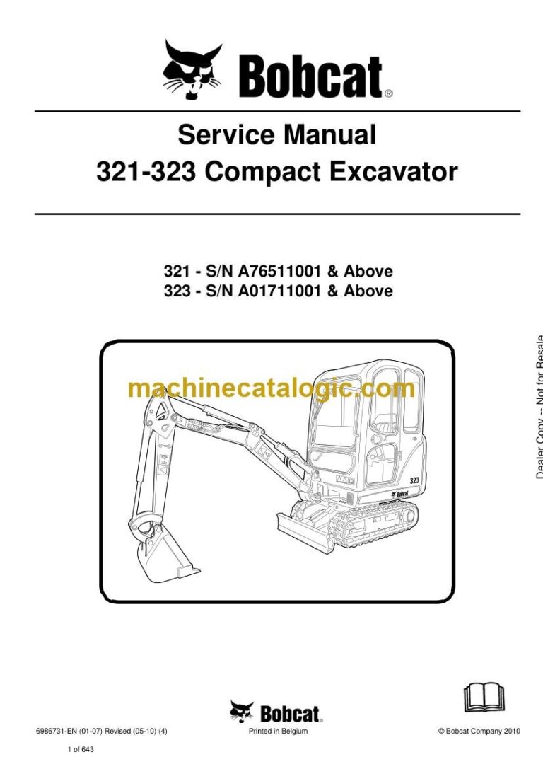 Bobcat 323 Excavator Service Manual (SN A01711001-A01799999)