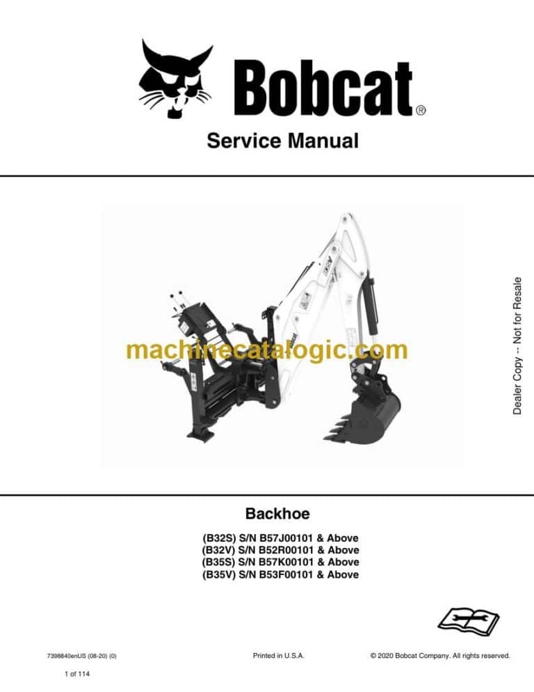 Bobcat Backhoe Attachment, Implement Service Manual (SN B52R00101-B52R99999)