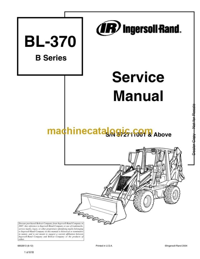 Bobcat BL370 Backhoe Loader Service Manual (SN 572711001-572799999)