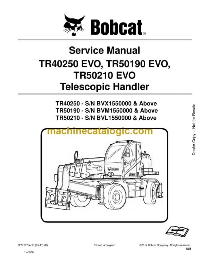 Bobcat TR50190 VersaHANDLER® TTC, Telescopic Handler Service Manual (SN BVM1550000-BVM19999999)