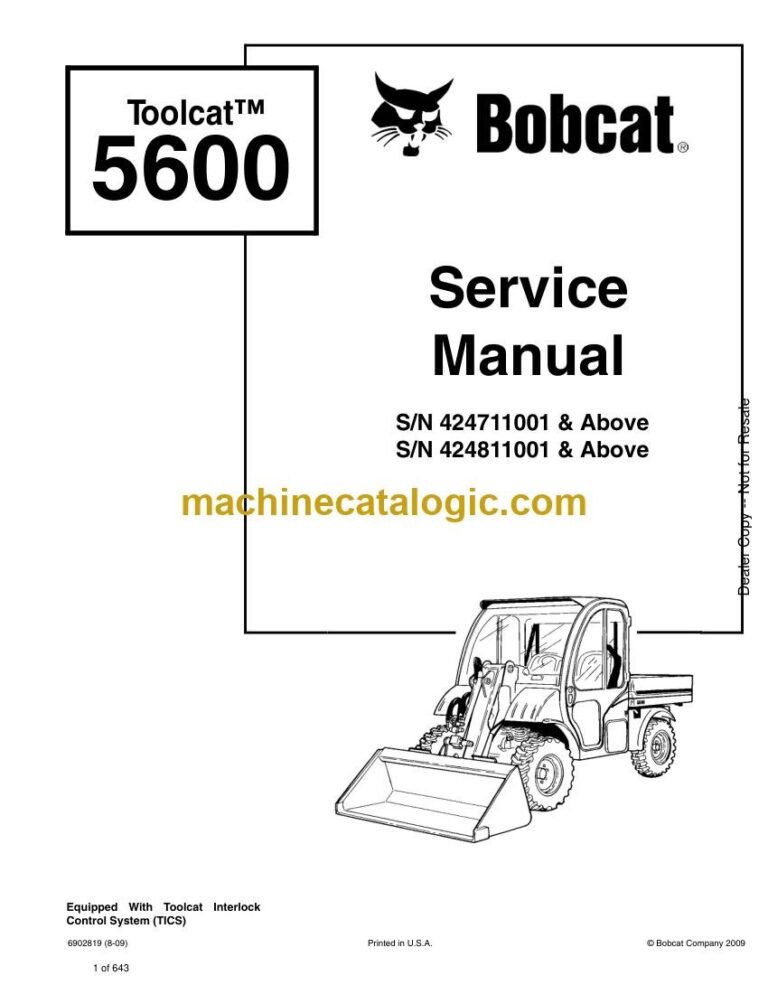 Bobcat 5600 Toolcat™ Utility Work Machine Service Manual (SN 424811001-424899999)