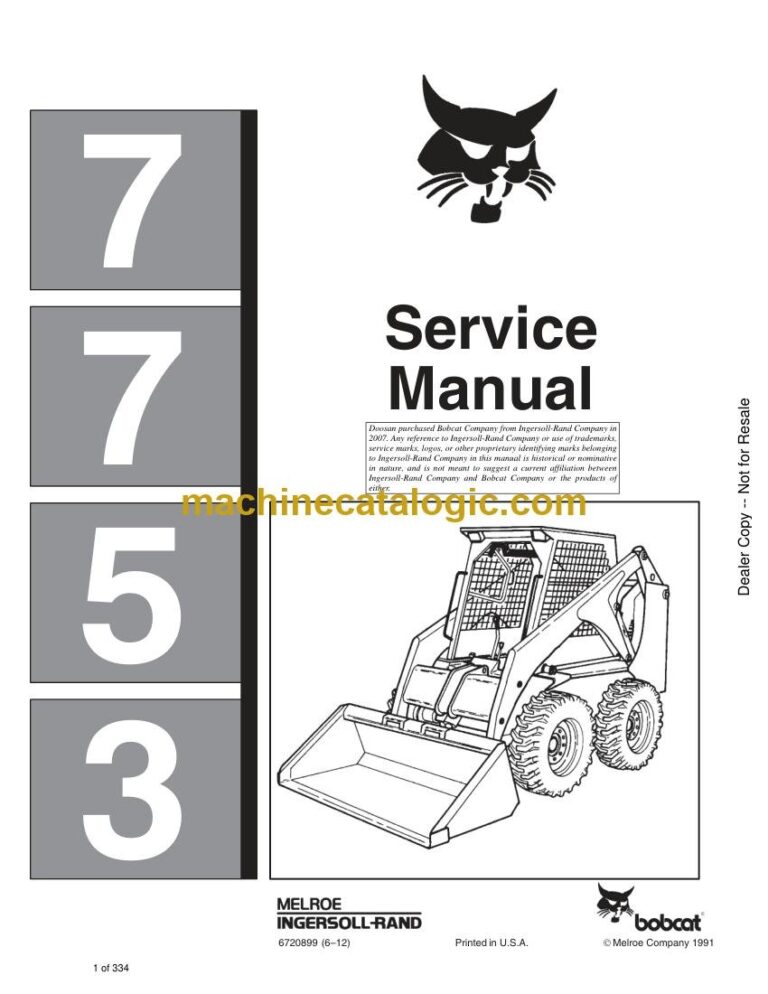 Bobcat 7753 Loader Service Manual (SN 509611001-509615999)
