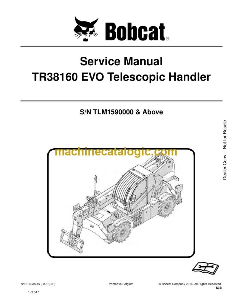 Bobcat TR38160 VersaHANDLER® TTC, Telescopic Handler Service Manual (SN TLM1590000-TLM1999999)