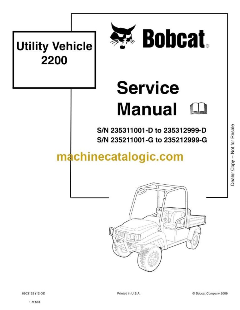 Bobcat 2200 Utility Vehicle Service Manual (SN 235211001-235212999)