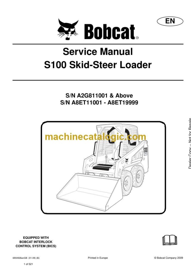 Bobcat S100 Loader Service Manual (SN A8ET11001-A8ET19999)