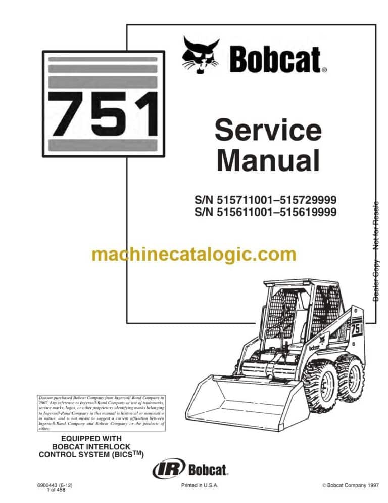 Bobcat 751 Loader Service Manual (SN 515611001-515619999)