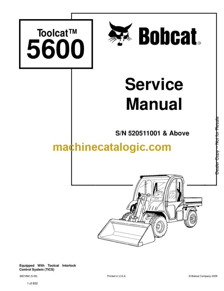 Bobcat 5600 Toolcat™ Utility Work Machine Service Manual (SN 520511001-520599999)