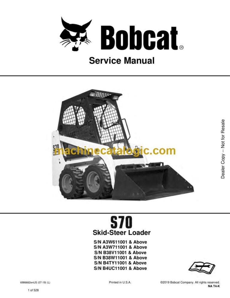 Bobcat S70 Loader Service Manual (SN A3W611001-A3W699999)
