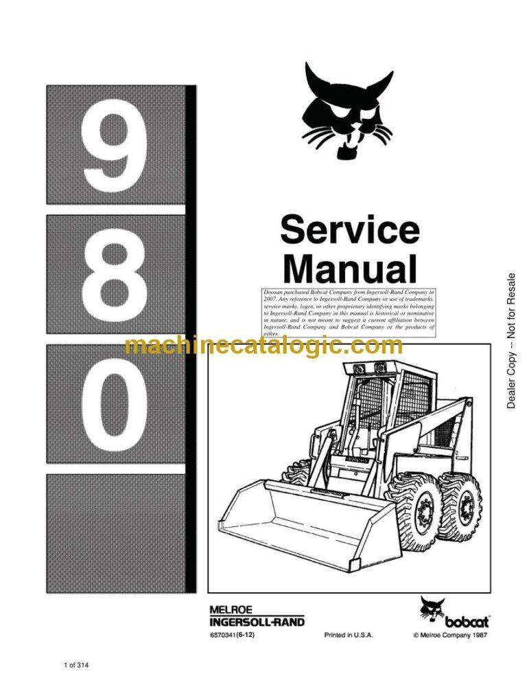 Bobcat 980 Loader Service Manual (SN 505311001-505399999)