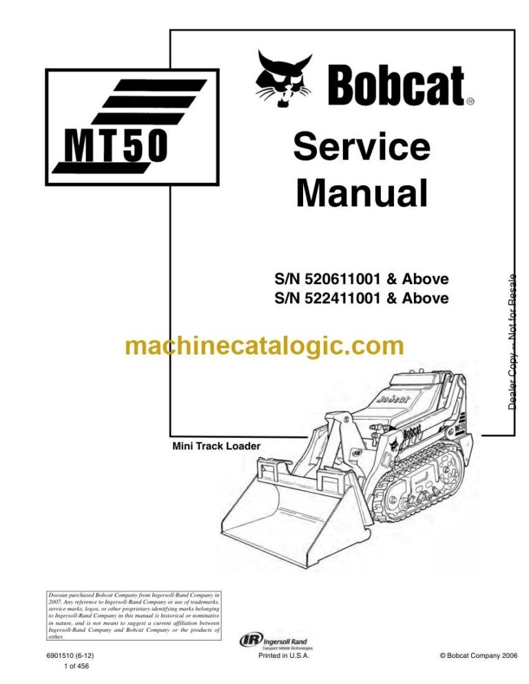 Bobcat MT50 Loader Mini Track Service Manual (SN 522411001-522499999)