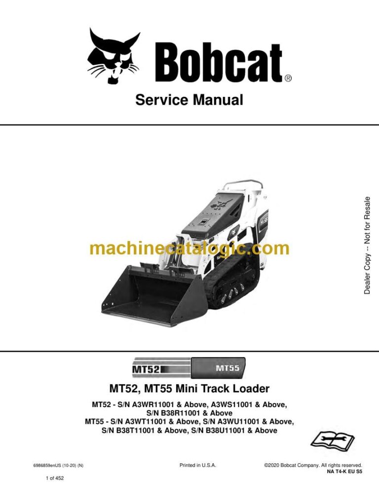 Bobcat MT55 Loader Mini Track Service Manual (SN A3WT11001-A3WT99999)
