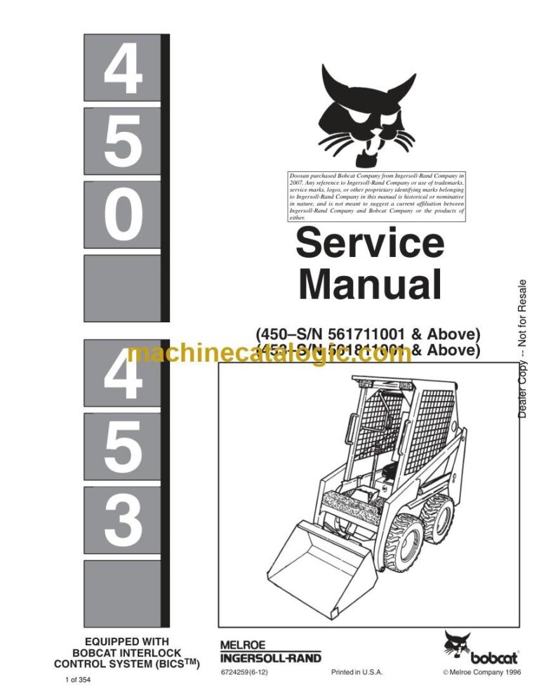 Bobcat 453 Loader Service Manual (SN 561811001-561899999)