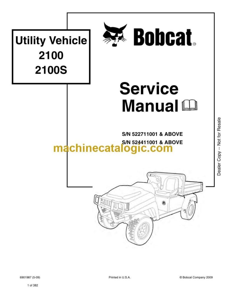 Bobcat 2100 Utility Vehicle Service Manual (SN 522711001-522799999)