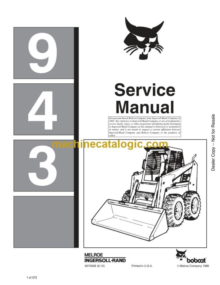 Bobcat 943 Loader Service Manual (SN 503312001-503399999)
