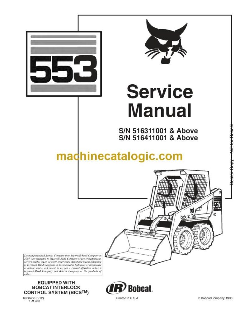 Bobcat 553 Loader Service Manual (SN 516411001-516499999)