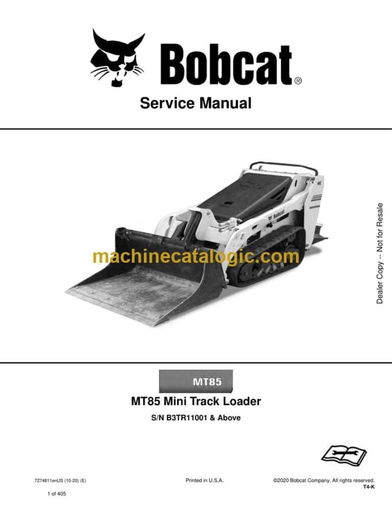 Bobcat MT85 Loader Mini Track Service Manual (SN B3TR11001-B3TR99999)