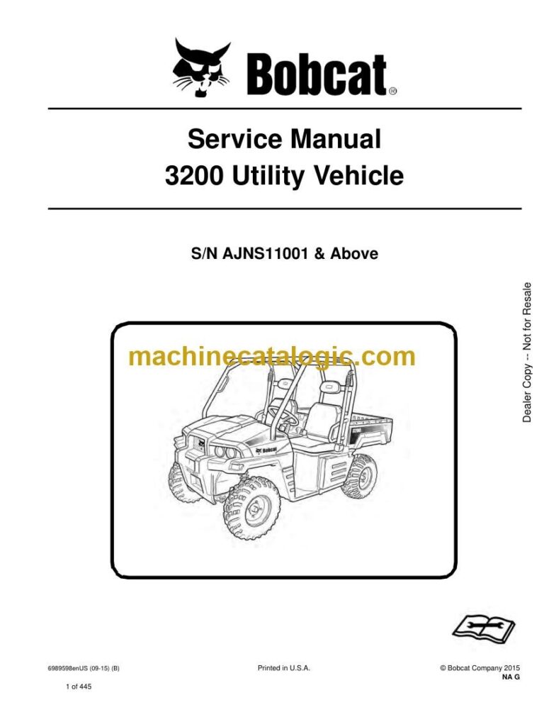 Bobcat 3200 Utility Vehicle Service Manual (SN AJNS11001-AJNS99999)