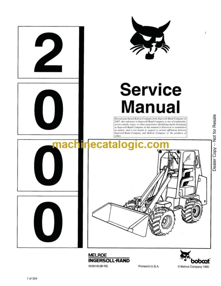 Bobcat 2000 Loader Articulated Service Manual (SN 502111001-502199999)